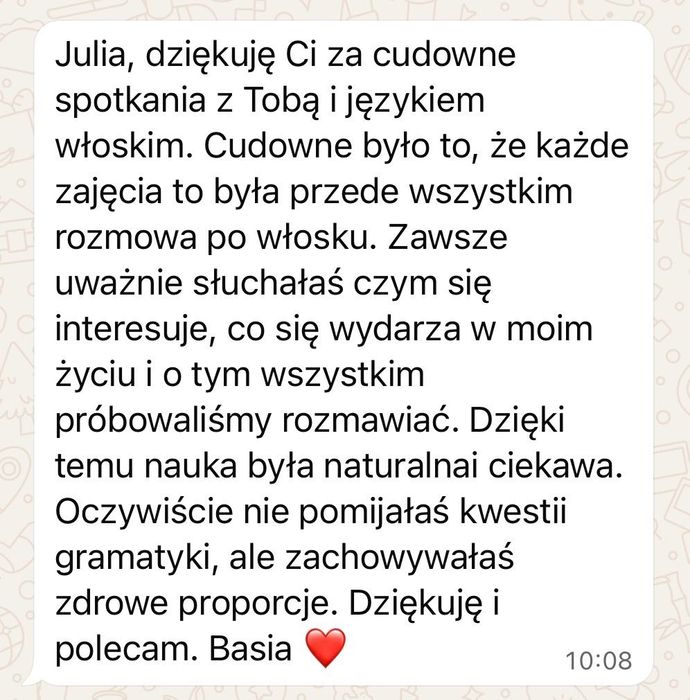 język włoski z certyfikowaną nauczycielką