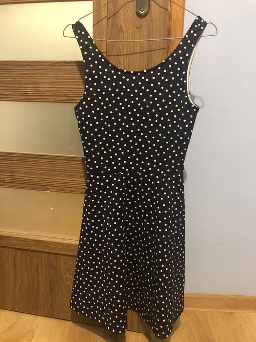 Sukienka granatowa damska w kropki groszki r.36 S H&M