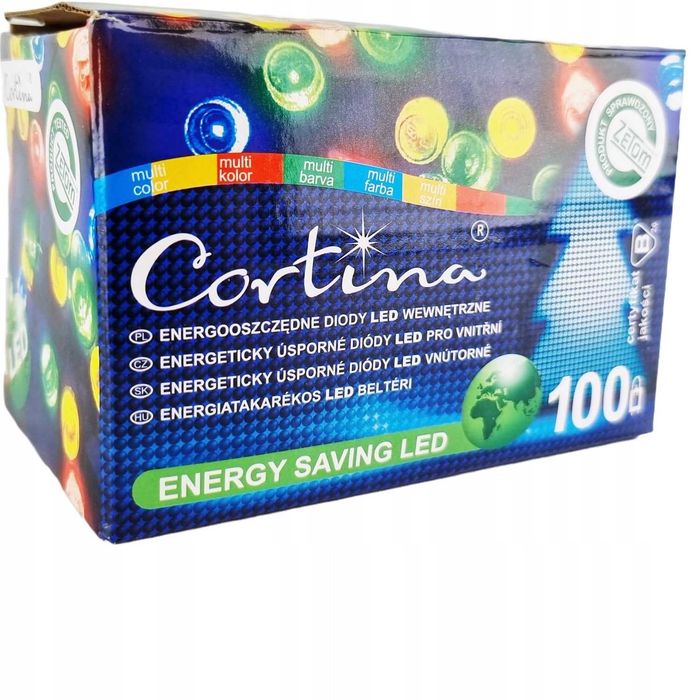 Lampki choinkowe wewnątrz 100 LED multi 4,9 m