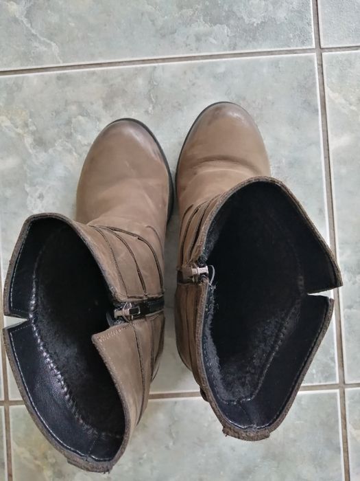 Buty skórzane oliwkowe polskie zimowe r. 36,5