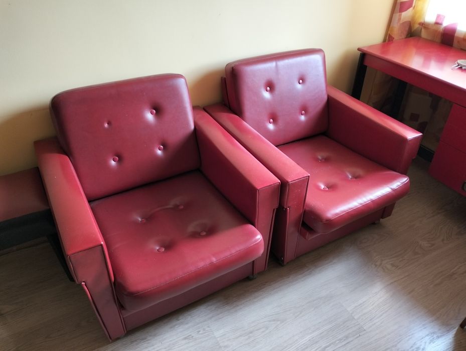 Fotele PRL sztuczna skóra