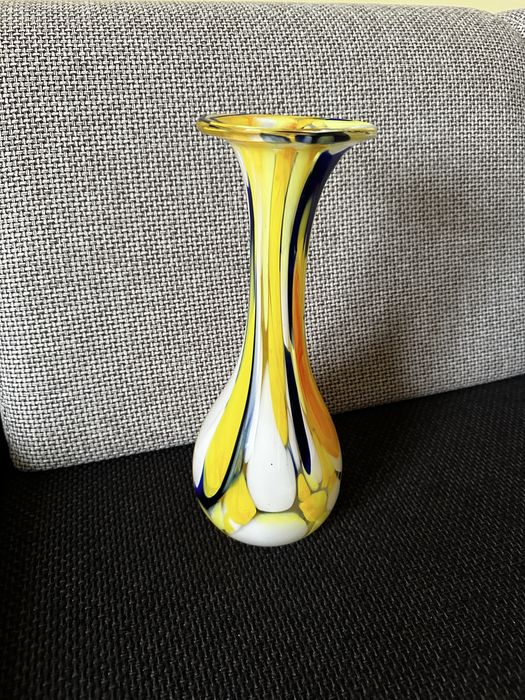 Wazon szklany żółty vintage 33 cm