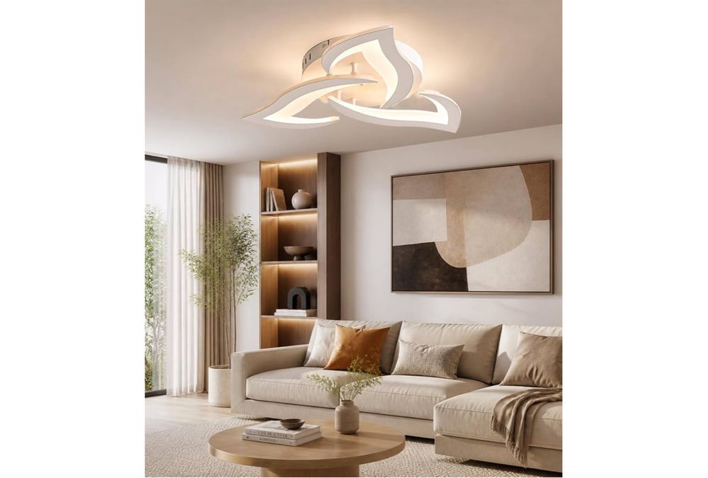 Nowoczesna Biała Lampa Sufitowa Led Kształt Kwiatu