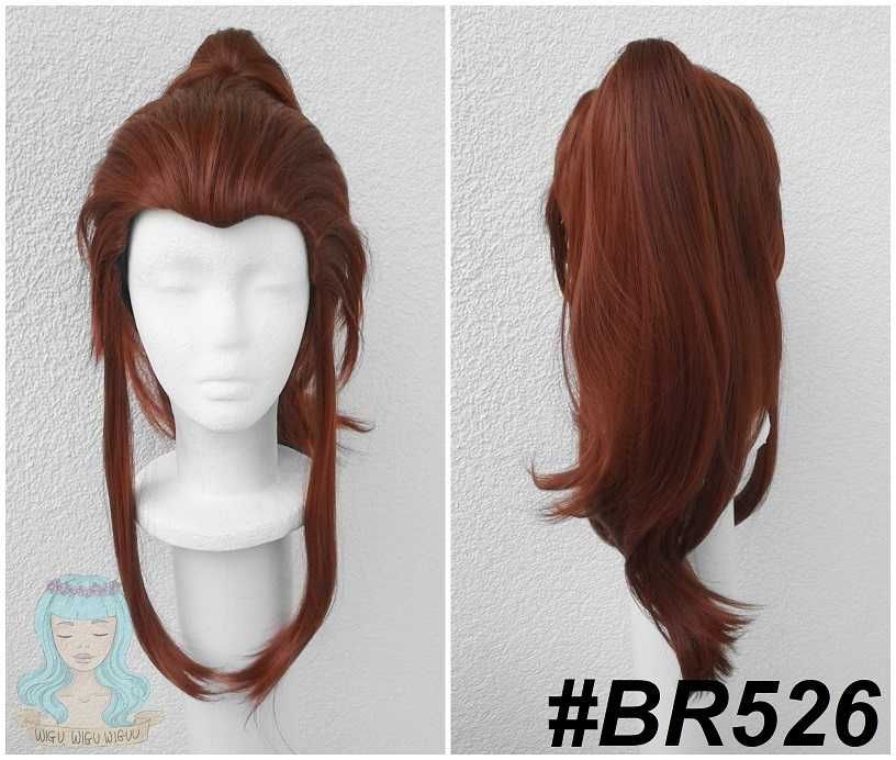 Brigitte Overwatch brązowa ruda peruka z kitką cosplay brązowy wig