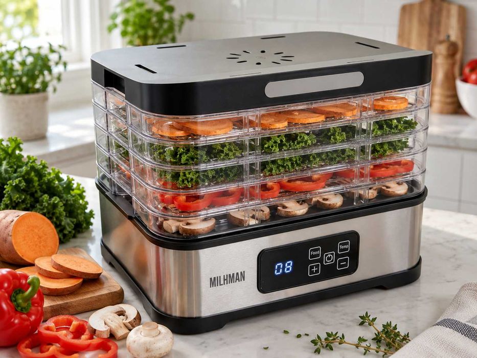 Nowa Suszarka Do Grzybów Owoców Warzyw Żywności 400W 5 Sit Timer 24H Termoobieg Regulacja 35-70°C Dehydrator