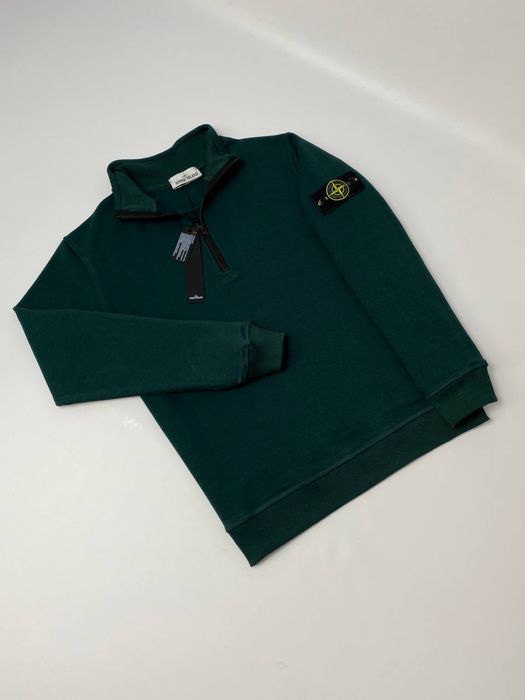 Білий зіп світшот на блискавці Stone Island Кофта Стон Айленд Світшоти