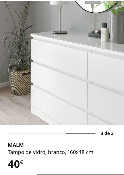 Malm tampo de vidro castanho IKEA