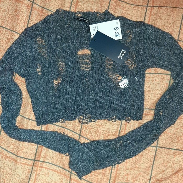 Сірий ажурний топ від rikky hype