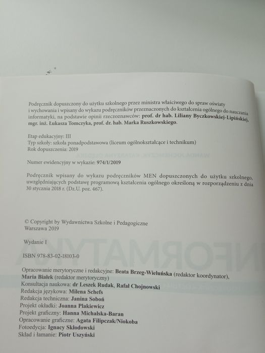 Podręcznika Informatyka 1