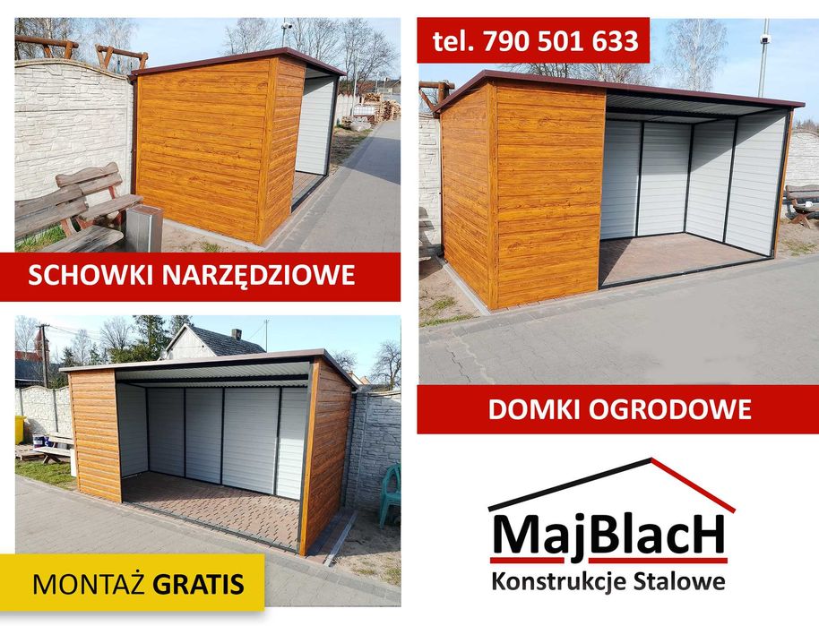 Mały Garaż Blaszany -Schowek na Narzędzia -Wiatka Ogrodowa - Maj-Blach