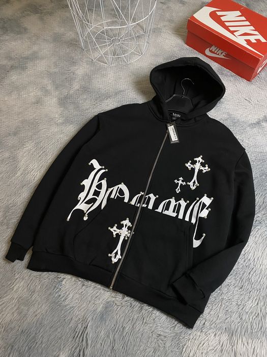Продам мужскую зип худи черная с крестами Boohoo