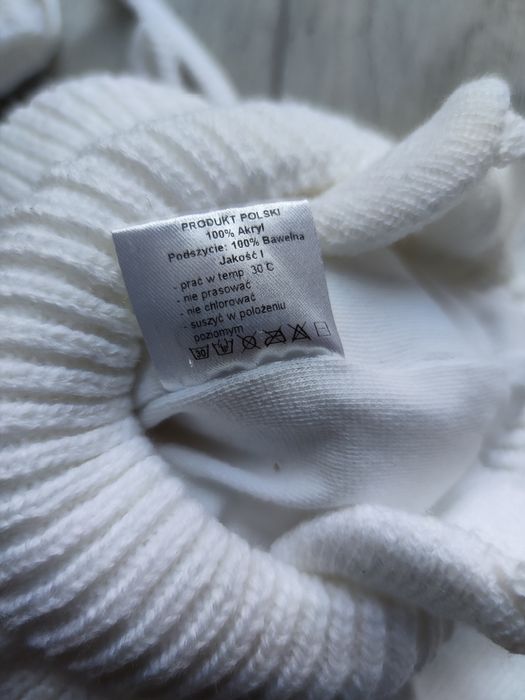 Zestaw Proman: czapka szalik rękawiczki 2-6 m. biały zima zimę