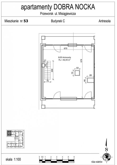 Mieszkanie 105,26 m² Dobra Nocka blok C M53 dwupoziomowe