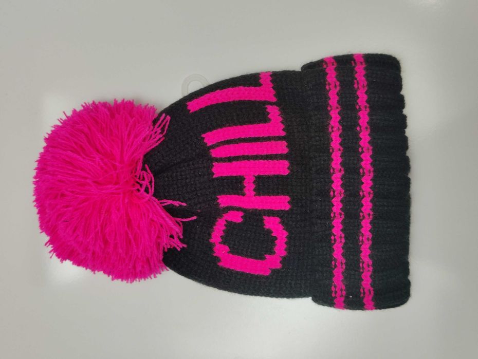 Czapka zimowa z pomponem, czarna, różowa, 86/92 Next