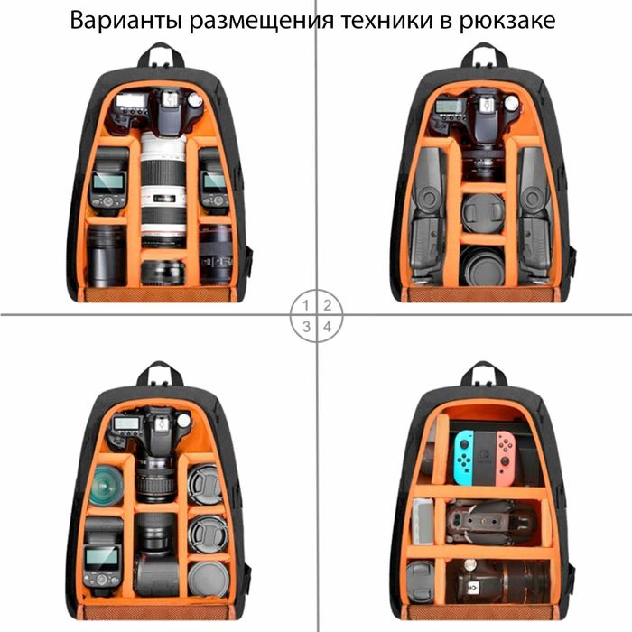 фоторюкзак + Замок + Дождевик PULUZ скарманом для ноута 15,6+