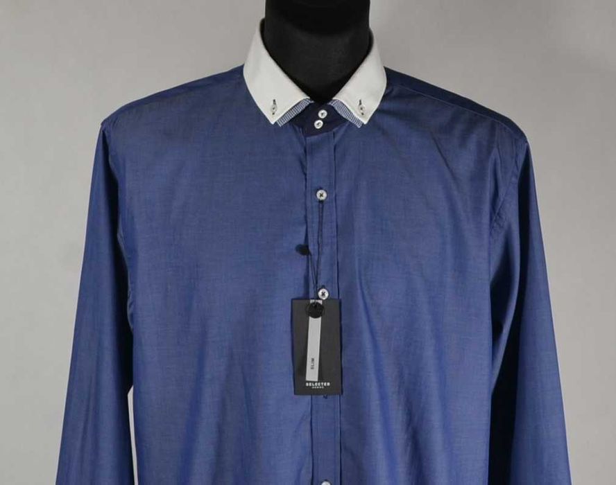 SELECTED HOMME Slim Nowa Koszula Męska XXL 46 Oryginalna Bawełna 100%