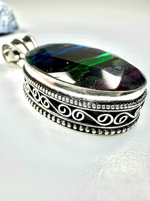 Unikatowa zawieszka Ammolit kamień szlachetny opal Próba 925