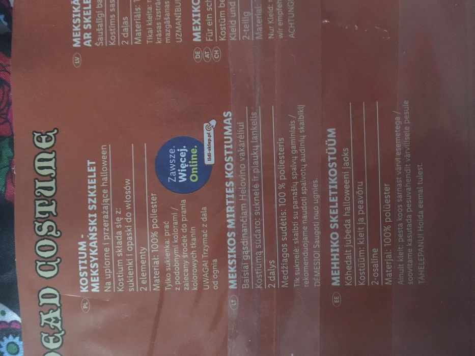 NOWY kostium- meksykański szkielet przebranie Karnawał roz. 143/140