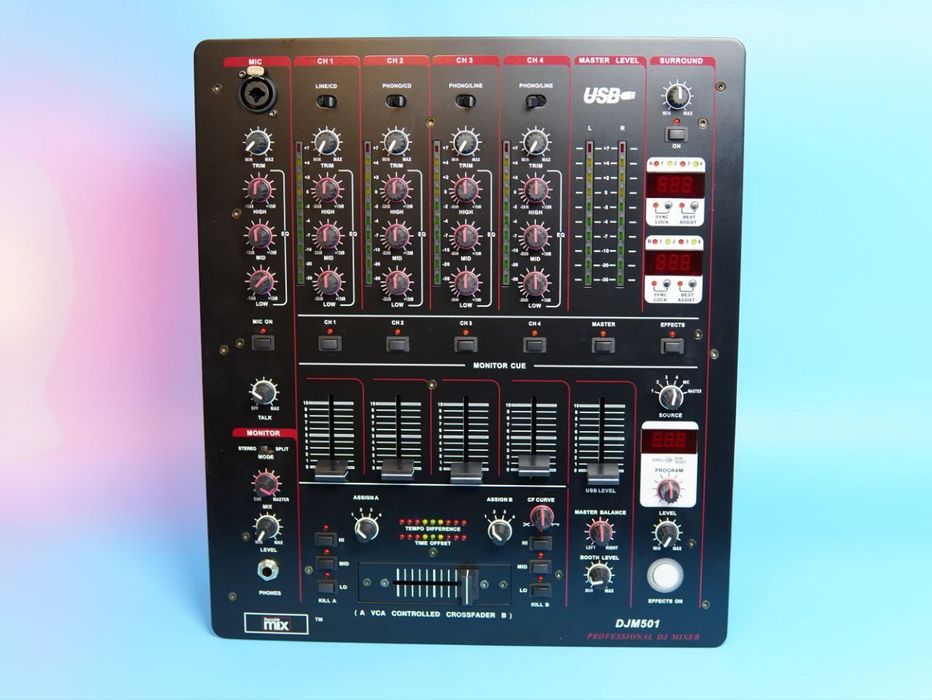 Професійний 5-канальний DJ-мікшер Soundmix DJM501 з USB та цифровими е