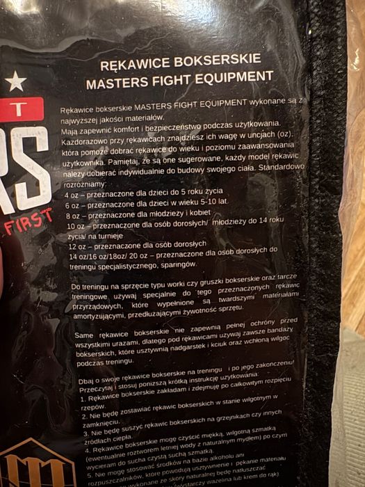 Rękawice bokserskie Sport Masters, NIEUŻYWANE