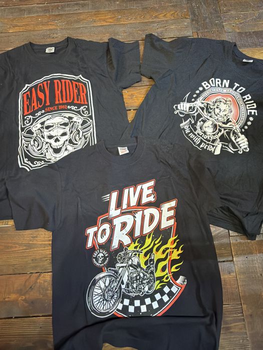 Koszulki czarne Eady Rider Harley Live to Ride bintage 3 sztuki