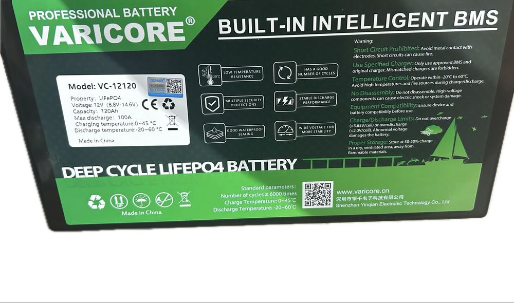 Akumulator LifePO4 12V 120AH + ładowarka (off grid / bateria / kamper)