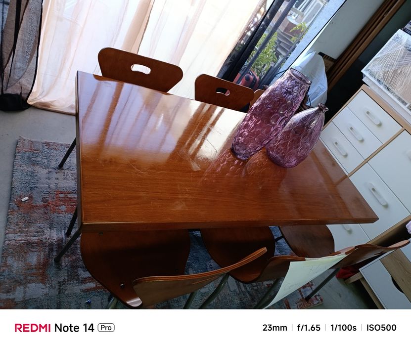 Mesa madeira c, 6 cadeiras