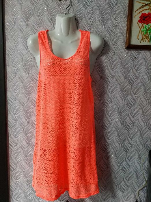 Помаранчева,мереживна накидка,парео 44 р