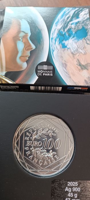 França 2025 - Moeda 100€ Prata Proof Planeta Terra