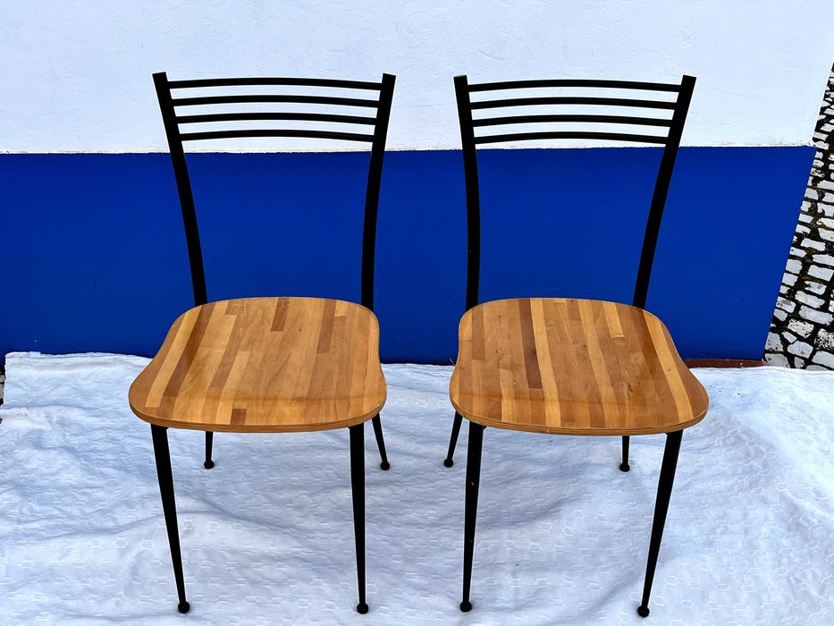 2x Cadeiras ferro e madeira