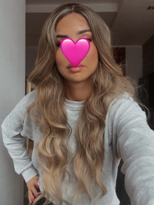 Peruka blond brąz ombre lace front loki fale jak naturalne premium