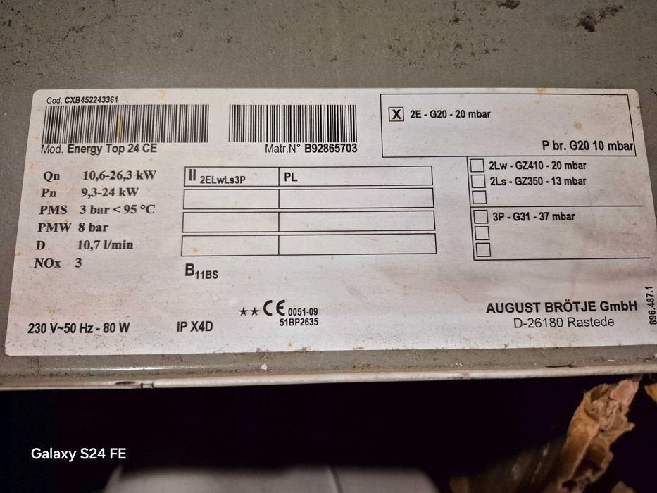 Brotje Energy Top 24 Armatura gazowa Pompa grundfoss zawór siłownik