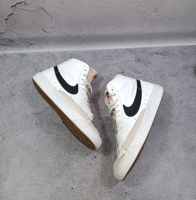 Кроссовки Nike Blazer Mid кожаные мужские белые ботинки SB Stefan Janoski