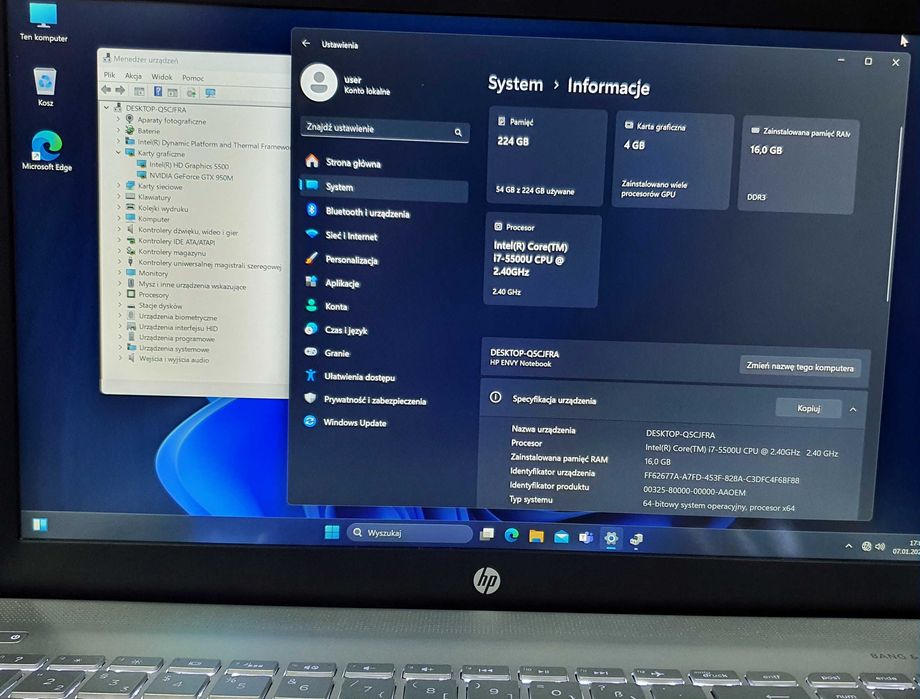 HP Envy 15 Gaming 3K 3200x1800 i7®™/GeForce®GTX™/16GB/BIO/SSDNvme/B&O