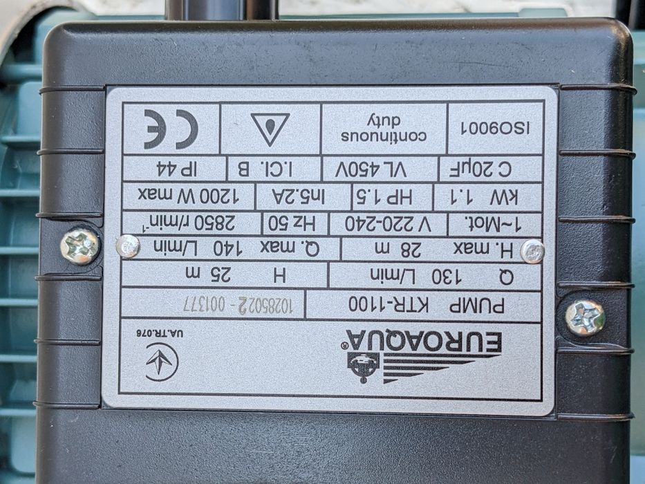Насос для поливу на 8.4 тонни тиск 2.8 бар