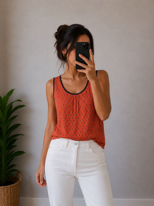 Top koszulka basic letnia Promod azteckie wzory