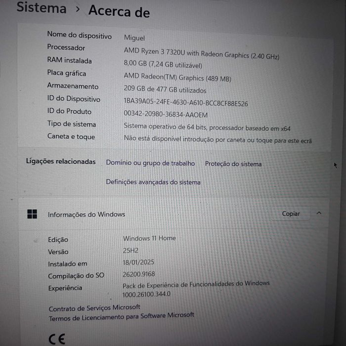 Portátil Acer AMD Ryzen 3