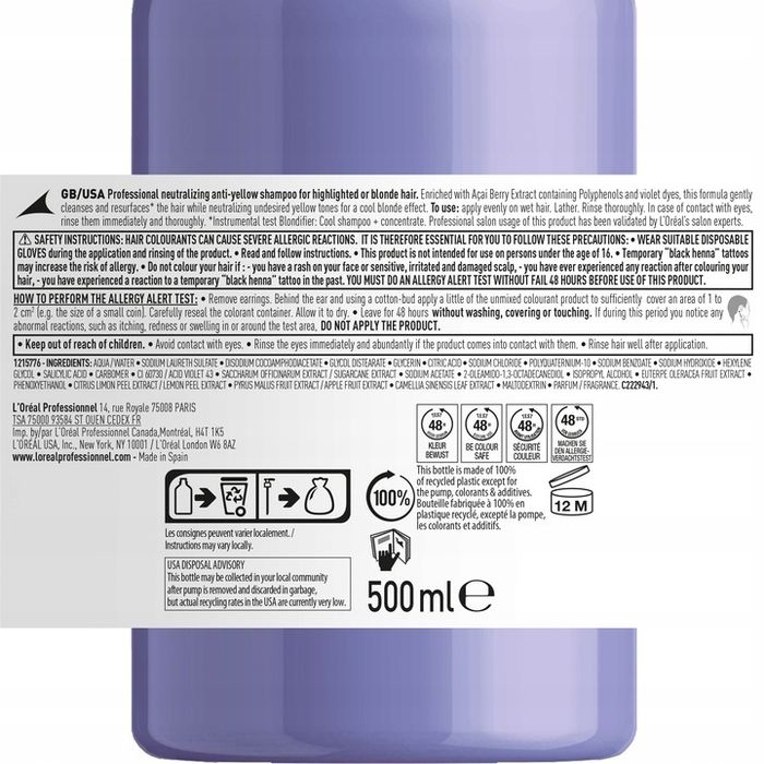 L'Oréal Professionnel Szampon Blondifire Ochrona Chłodny Blond 500 ml