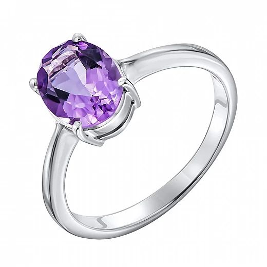 Каблучка з срібла з аметистом УКР ЗОЛОТО