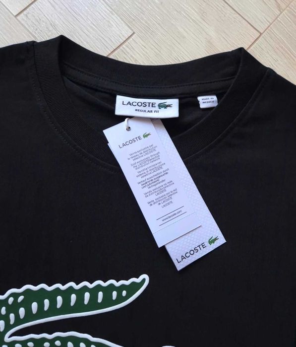 Lacoste S M L XL XXL Czarny Męski T-shirt Duże Logo