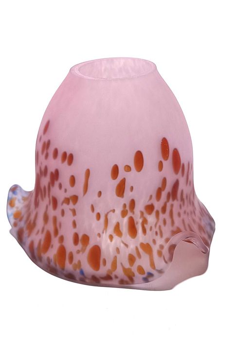 Tulipa rosa com grão vermelho em vidro soprado manual (1 unidade)