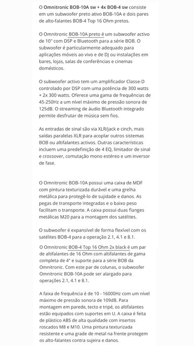 Sistema de som Omnitronic BOB-10A