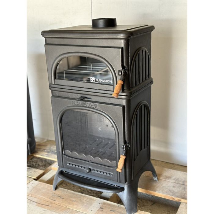 Чавунна Піч Камін FLAMESTOVE MODENA OVEN, Піч 3в1 з духовкою