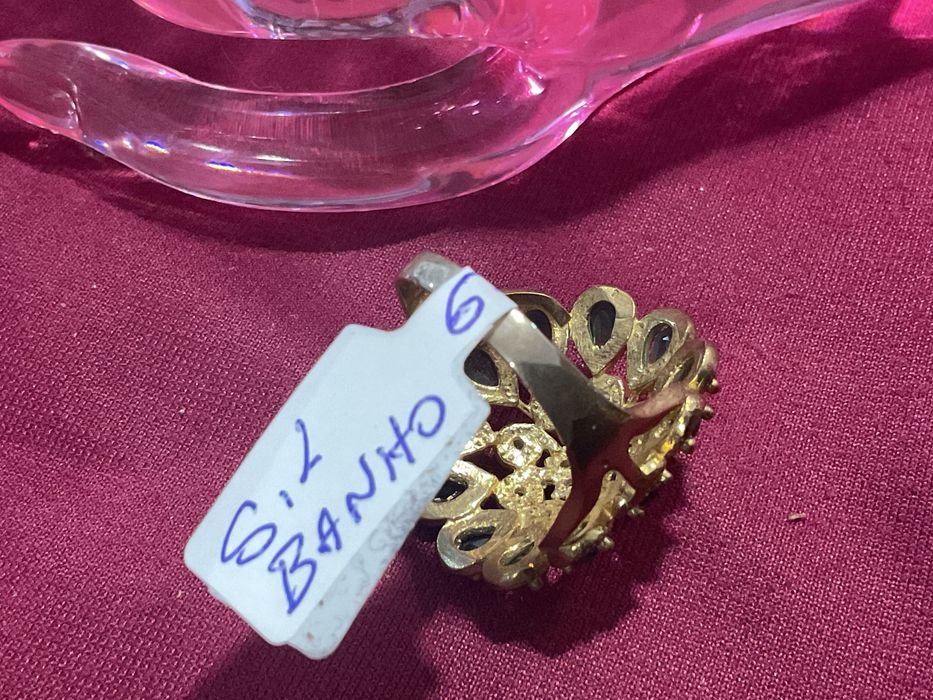 Anel prata banho ouro T.21