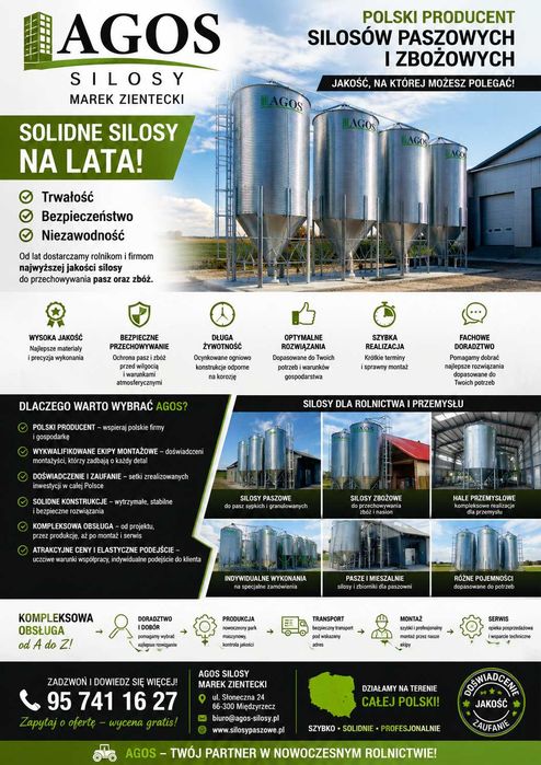 Silos zbożowy 100t lejowy AGOS Warszawa