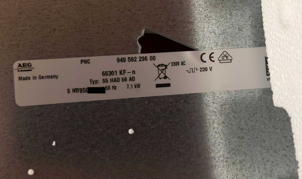 Fogão Placa vitrocerâmica AEG 66301 KF N