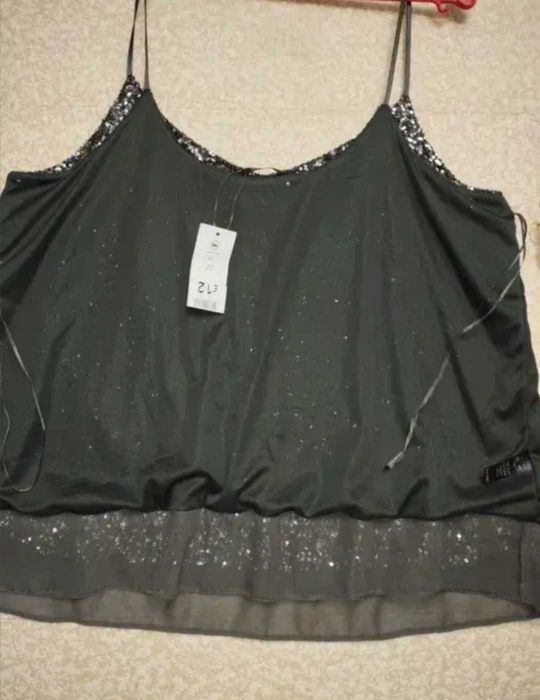Жіночий темно-сірий топ на бретельках в паєтках  George 54-56