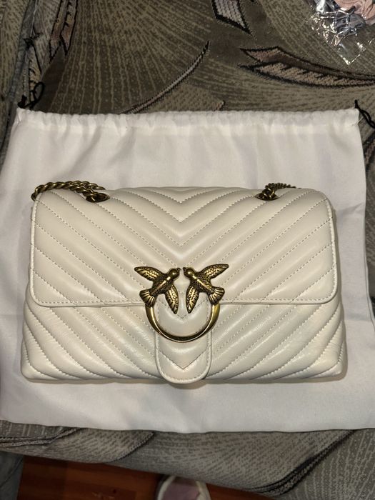 Біла шкіряна сумка Pinko