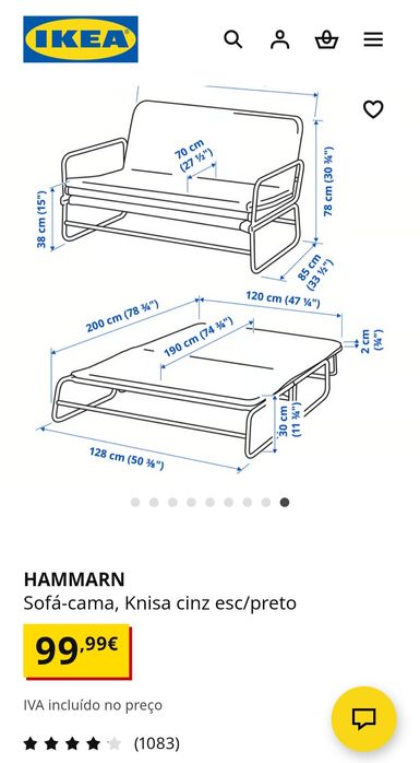 Sofá-cama Ikea NOVO
