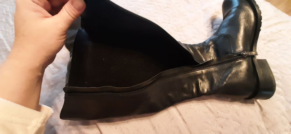 Skórzane kozaki do kolan